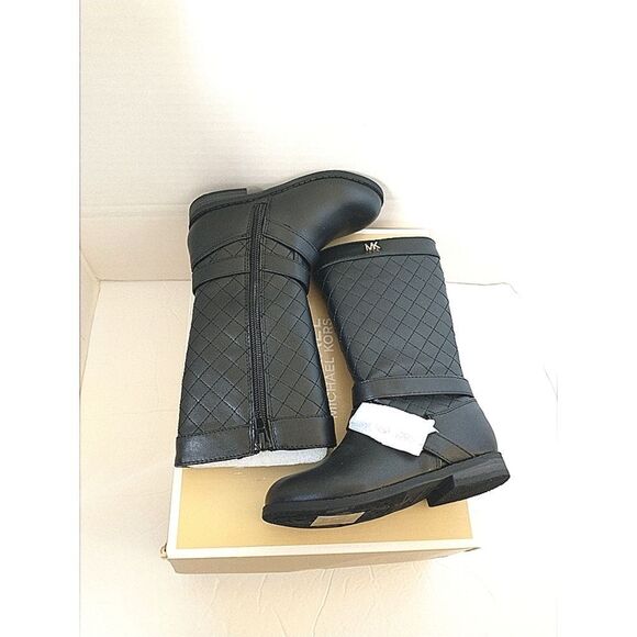 New! MICHAEL KORS Toddler Girls Black Quilted Tall Boots Riding Boots Size 7 - Picture 7 of 11